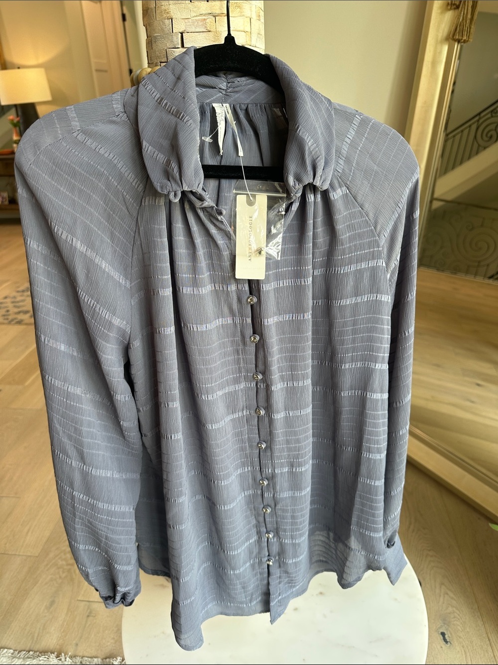 Anthropologie Slate Gray Long-Sleeve Button Front Shirt